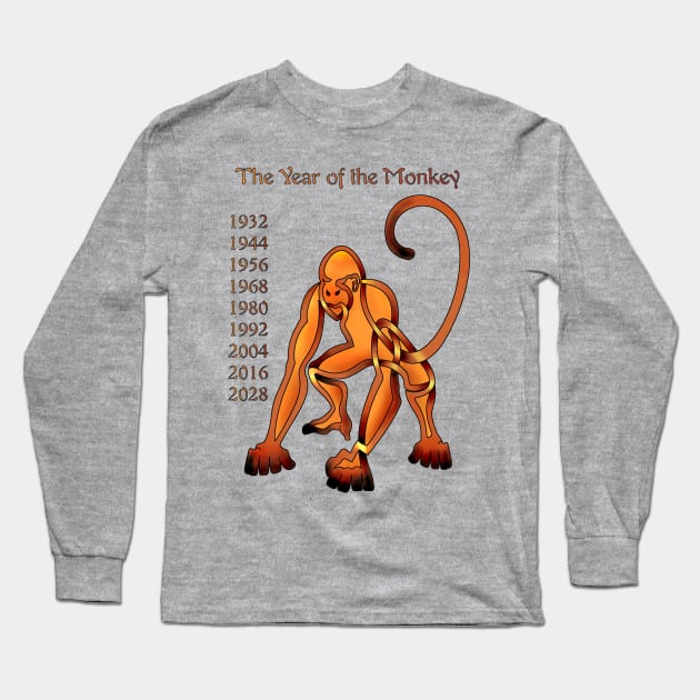 Chinese Monkey Long Sleeve T-Shirt by KnotYourWorld4